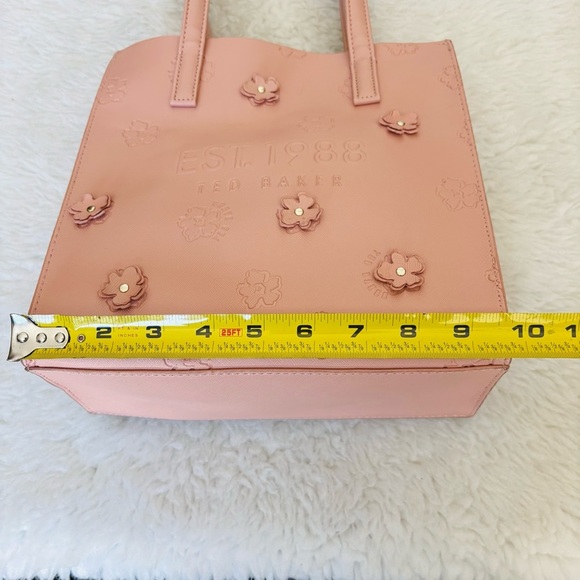 Ted Baker Blush Pink Floral Faux Leather Small Tote 10”x 9.75”x 4” - Picture 8 of 16